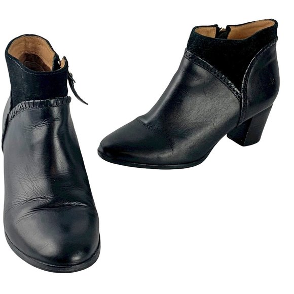 JACK ROGERS‎ Chandler Black Leather Whipstitch Zip Booties - Picture 9 of 12